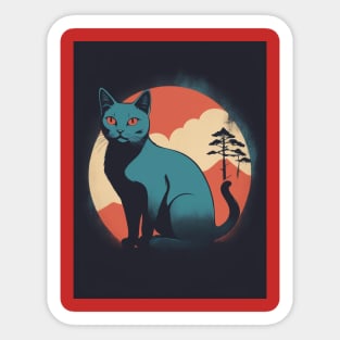 Black Cat 4 - Japanese Retro Art Sticker